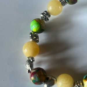 Imperial Red & Green Jasper with Yellow Jade Double-Banded Large Bracelet